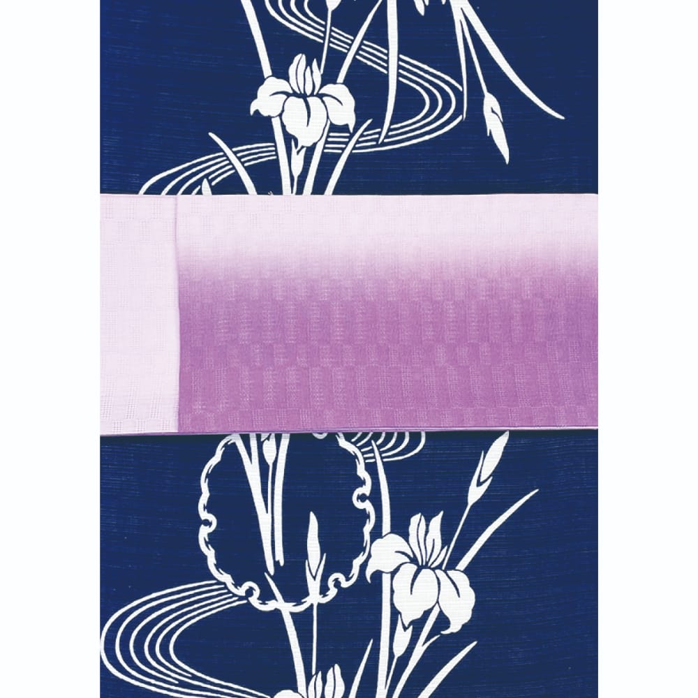 綿絽地染(納戸地)流水に菖蒲