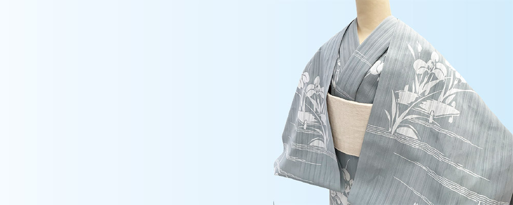 竺仙　菖蒲　綿紬　浴衣 グレー 竺仙 菖蒲 綿紬 浴衣 グレー 竺仙 菖蒲 綿紬 浴衣 グレー 竺仙菖蒲綿紬