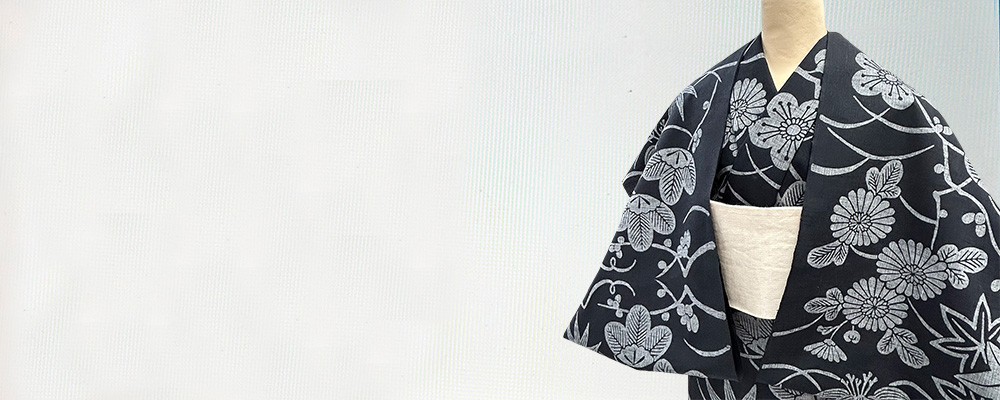 『紬ゆかたキング』鉄線散らし