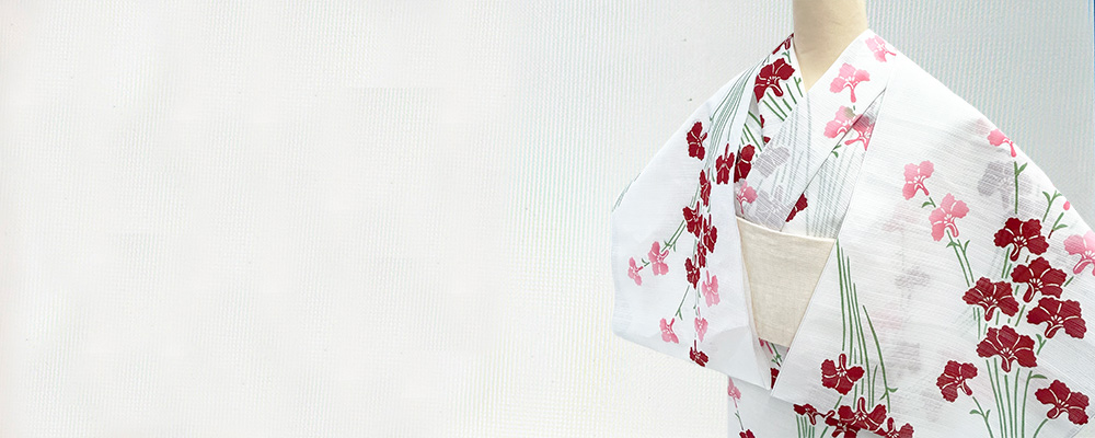 『綿絽白地』カーネーション