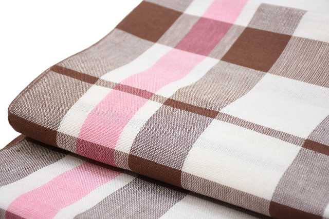 麻織八寸帯』格子チョコレート色