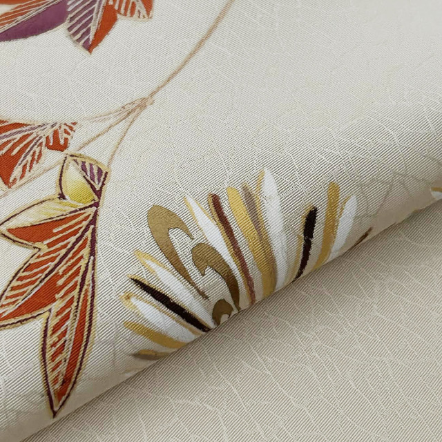 染名古屋帯』手描き友禅 紅葉に若松