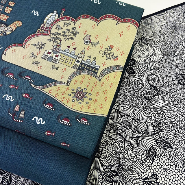 染名古屋帯』手描き更紗 南蛮船